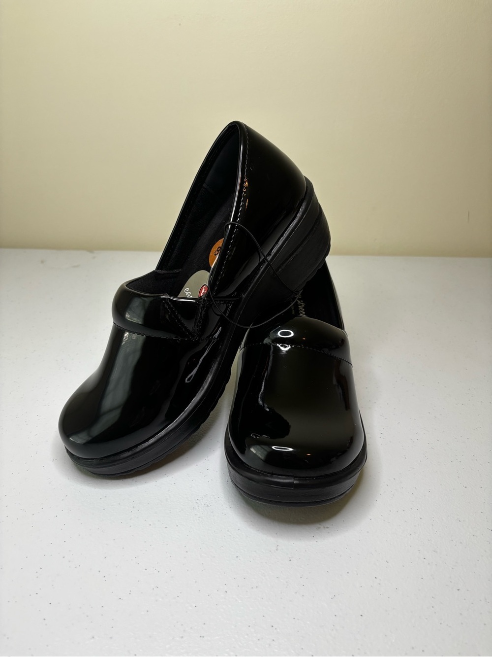 Easy Street Black Patent Slip-On Work Clogs Ankle Loafers - Picture 2 of 8